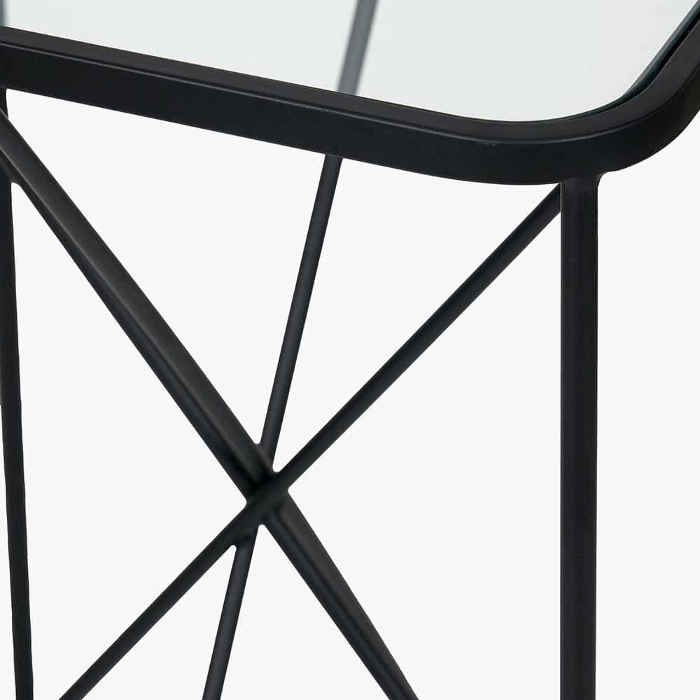 Roxy Glass and Black Metal Side Table.