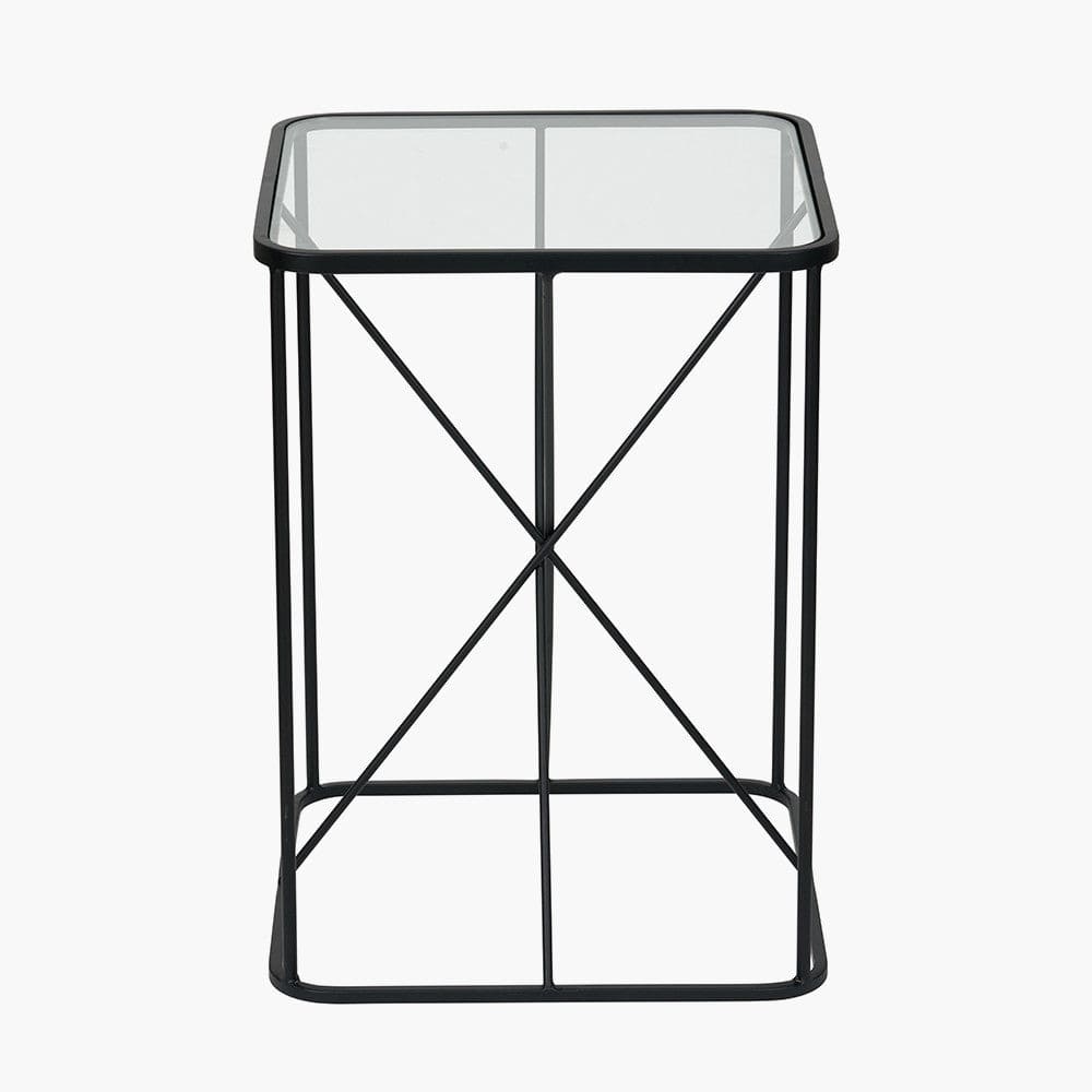 Pacific Lifestyle Outdoors Roxy Glass and Black Metal Side Table House of Isabella UK