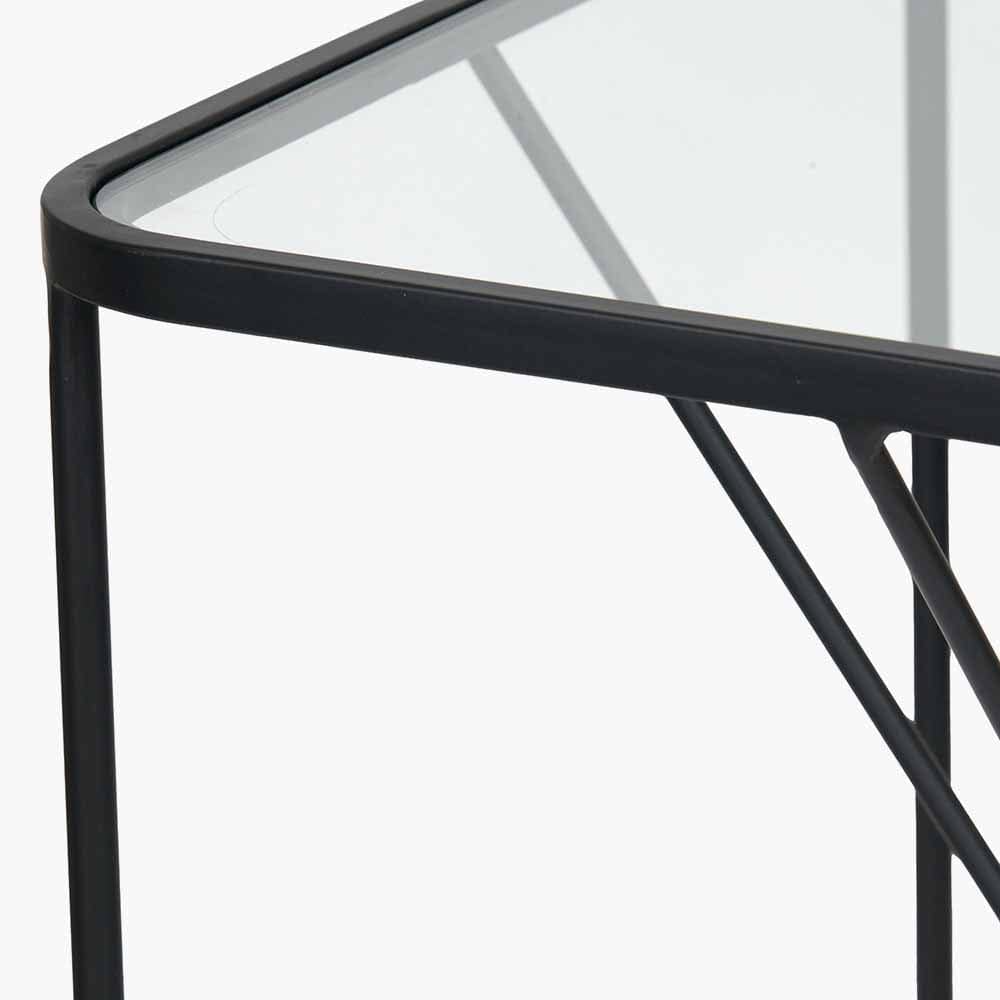 Roxy Glass and Black Metal Side Table.