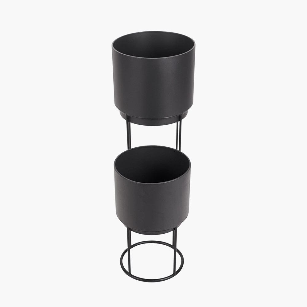 S/2 Graphite Metal Circular Planters.