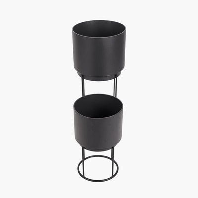 Pacific Lifestyle Outdoors S/2 Graphite Metal Circular Planters House of Isabella UK