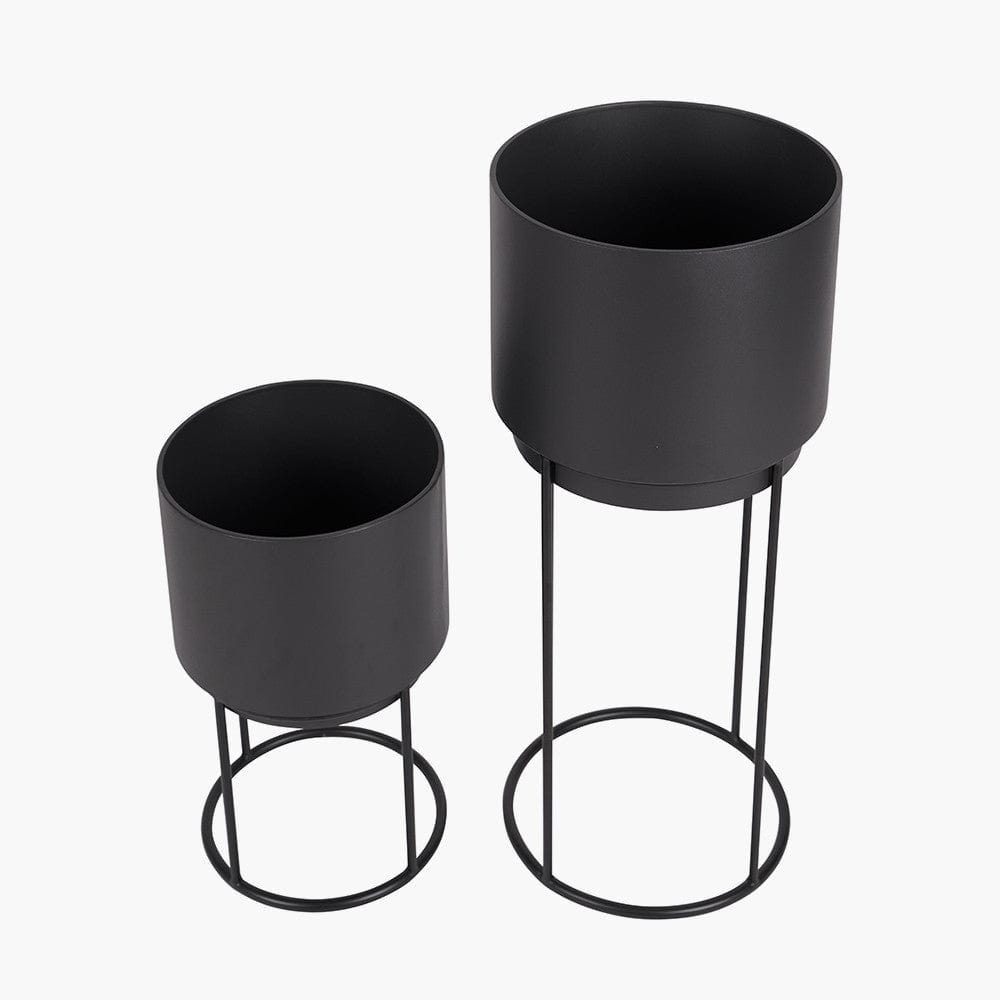 S/2 Graphite Metal Circular Planters.