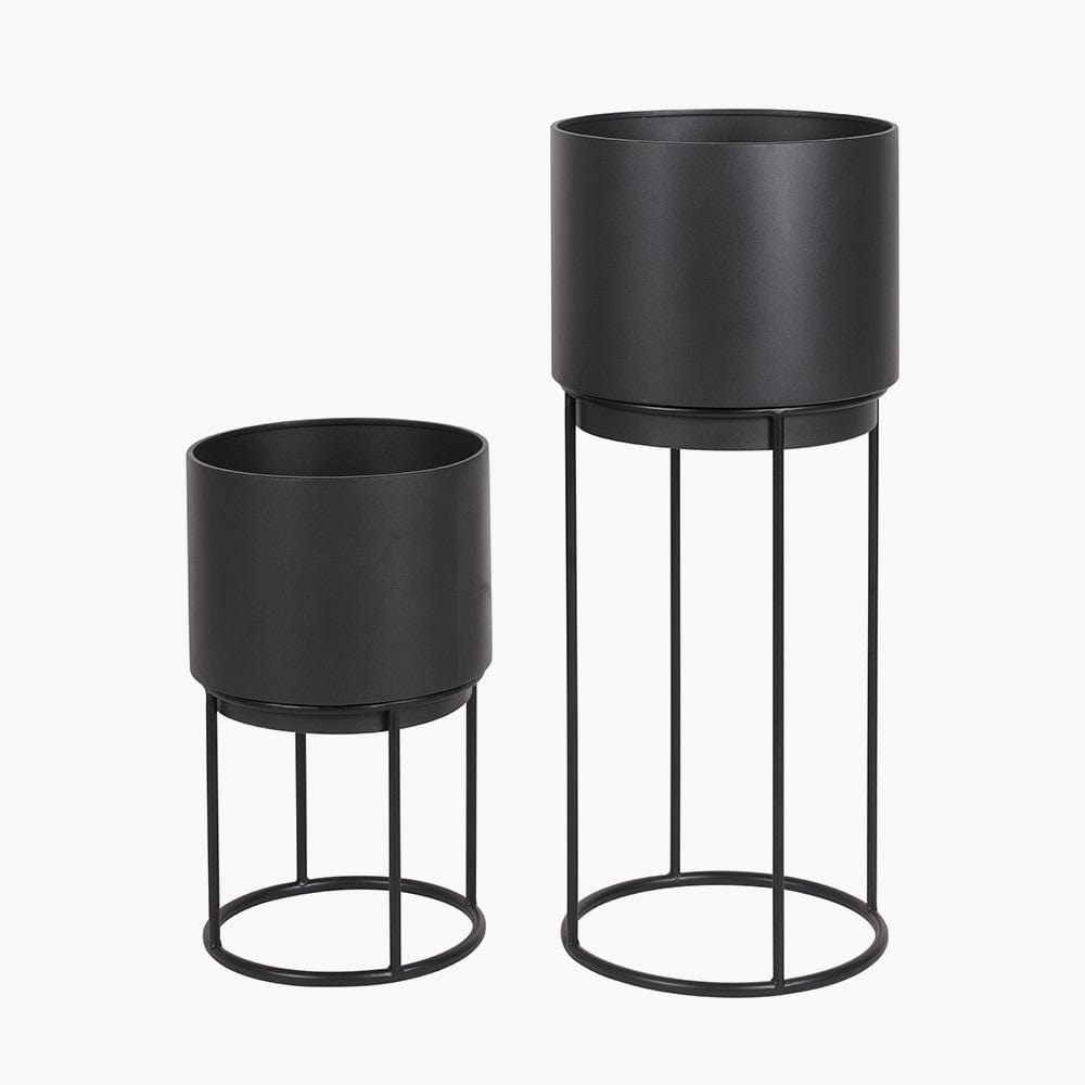 S/2 Graphite Metal Circular Planters.