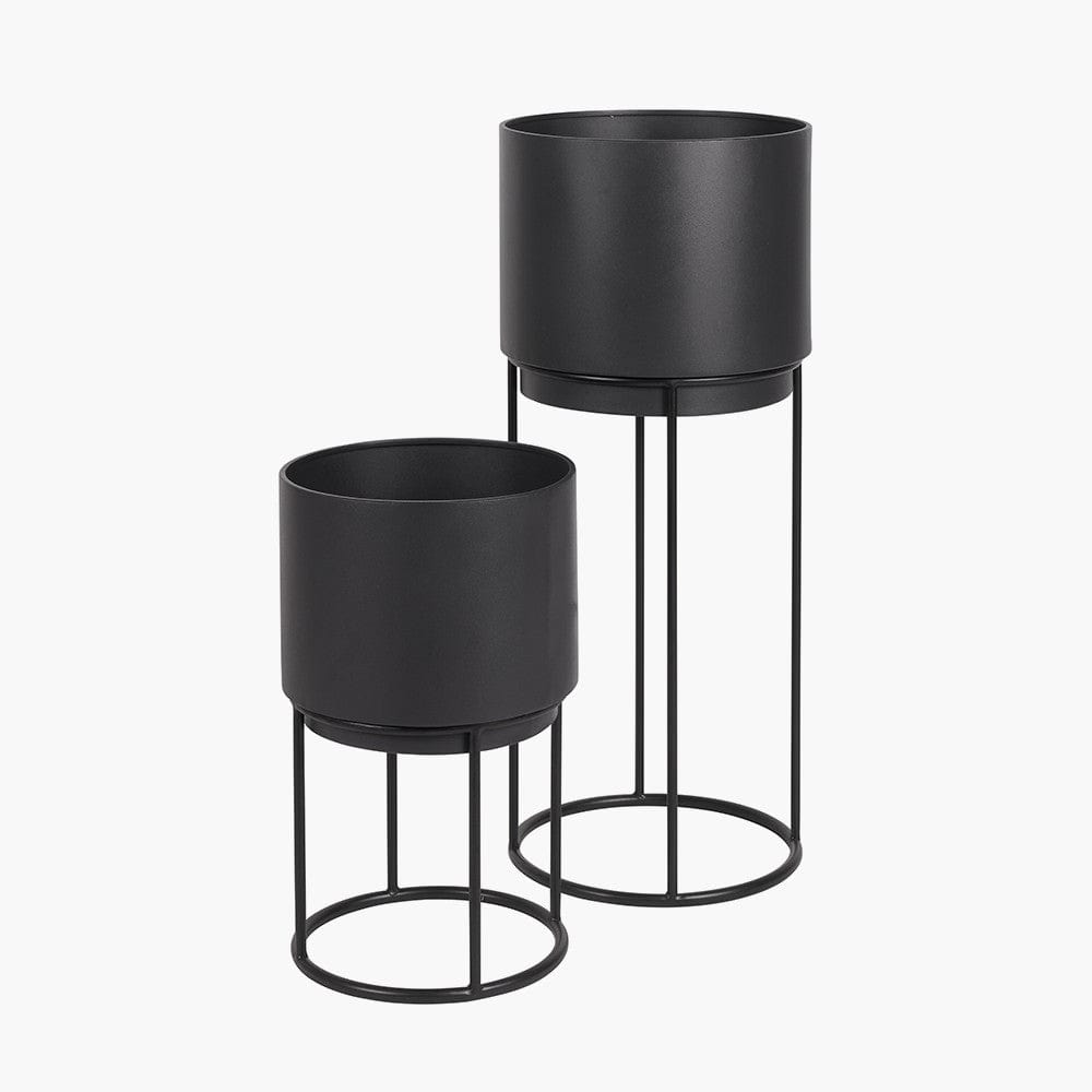 S/2 Graphite Metal Circular Planters.
