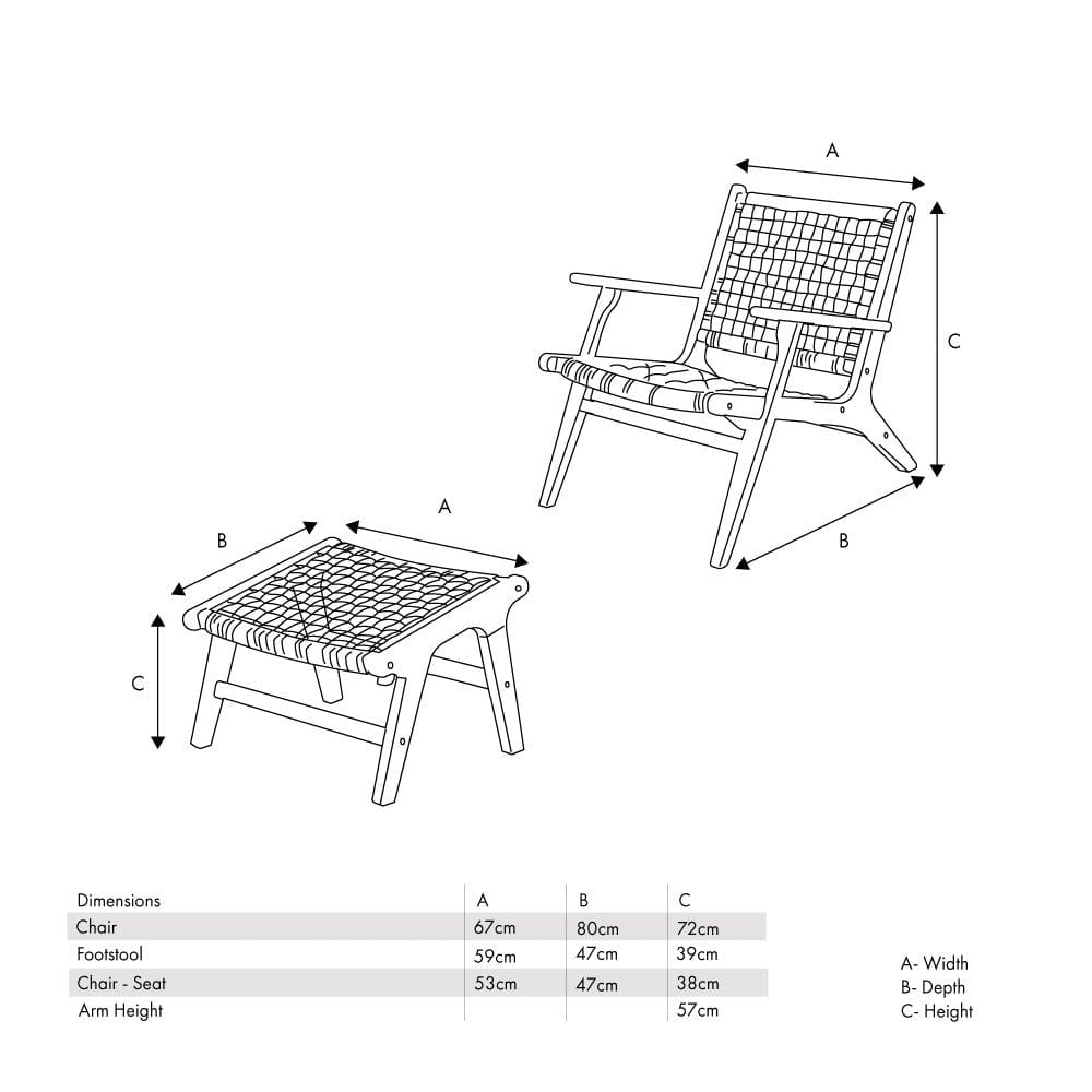 Pacific Lifestyle Outdoors Sesto Outdoor Chair and Hocker Set House of Isabella UK