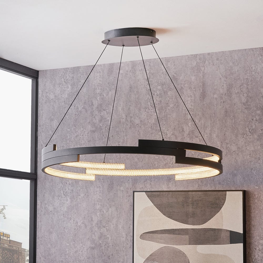 Sienna Black Metal LED Ring Pendant.