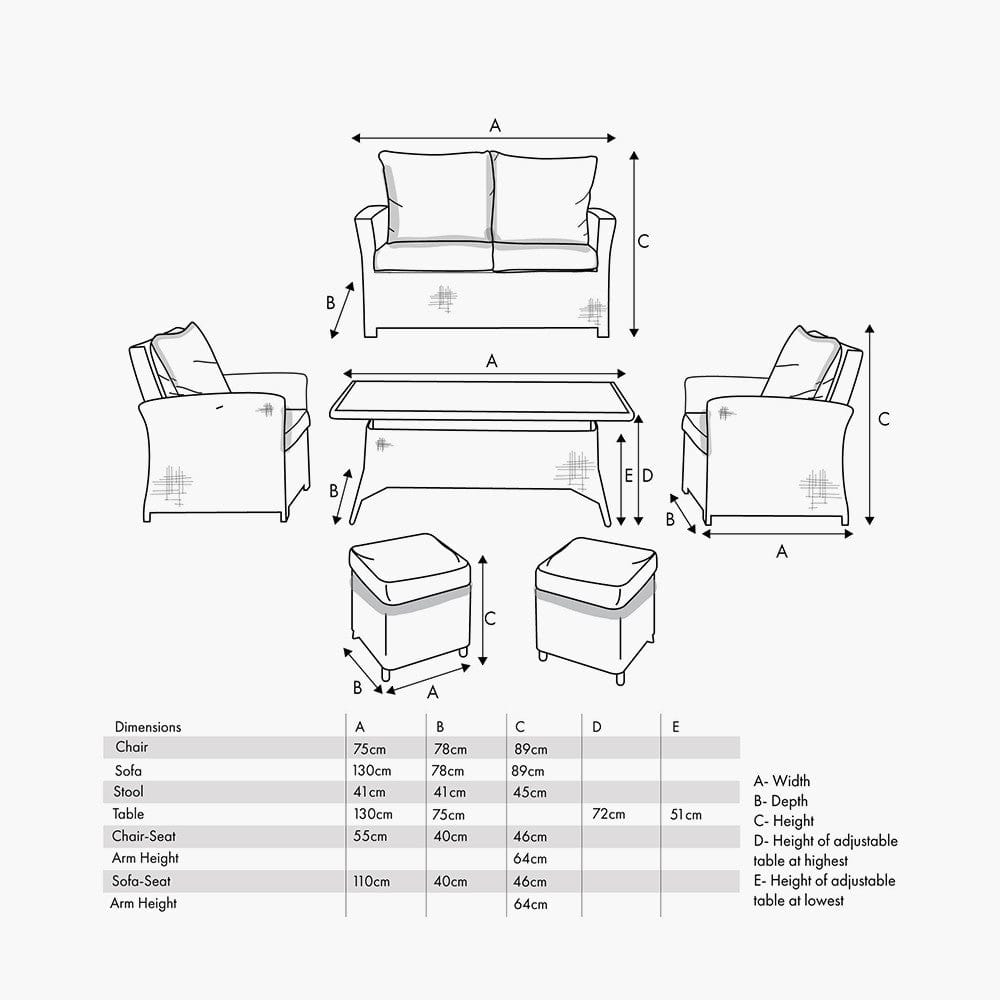 Pacific Lifestyle Outdoors Slate Grey Barbados 2 Seater Lounge Set with Ceramic Top House of Isabella UK