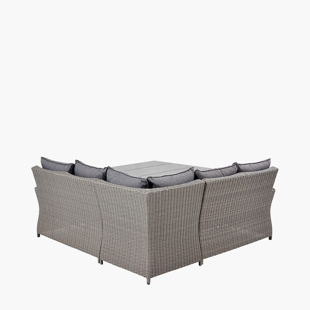 Slate Grey Barbados Square Corner Seating Set with Ceramic Top.