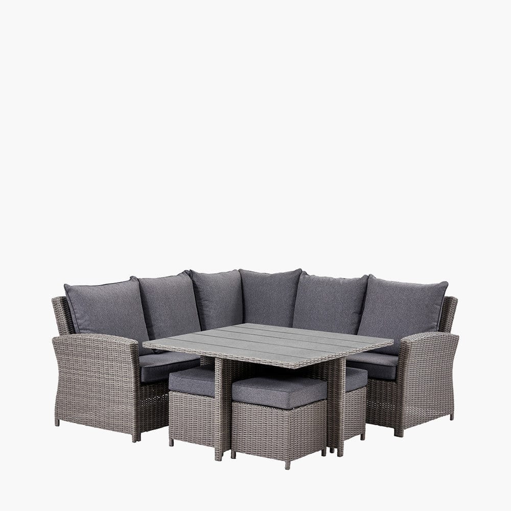 Slate Grey Barbados Square Corner Seating Set with Ceramic Top.