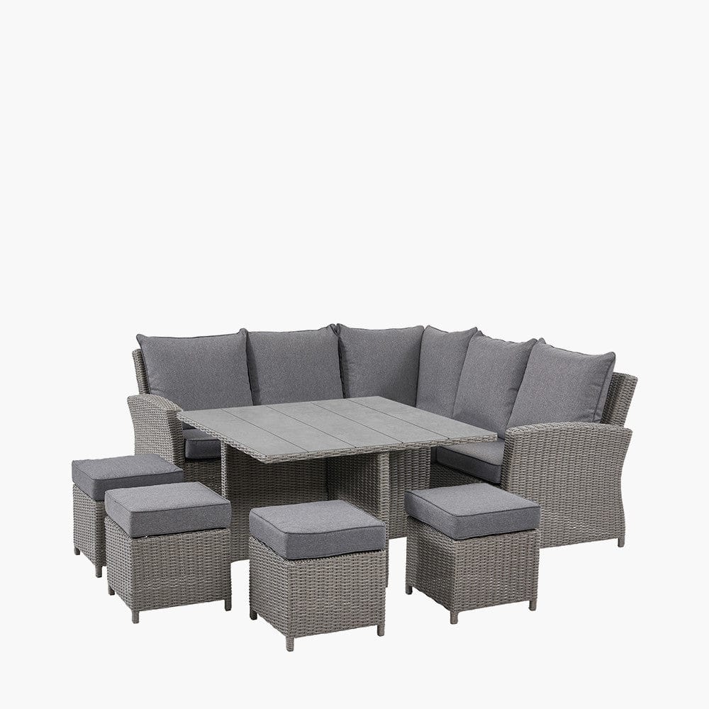Slate Grey Barbados Square Corner Seating Set with Ceramic Top.