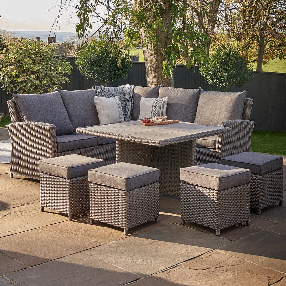 Slate Grey Barbados Square Corner Seating Set with Ceramic Top.