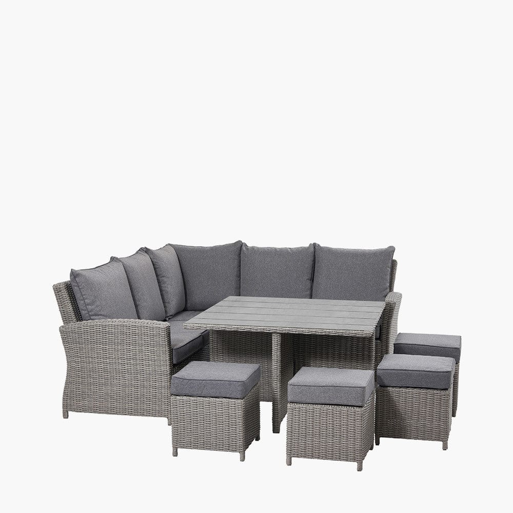 Slate Grey Barbados Square Corner Seating Set with Ceramic Top.