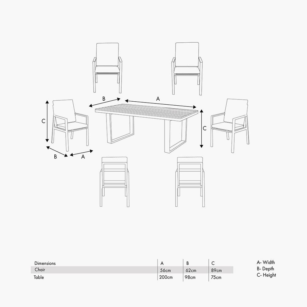 Pacific Lifestyle Outdoors Stockholm Anthracite 6 Seater Dining Set House of Isabella UK