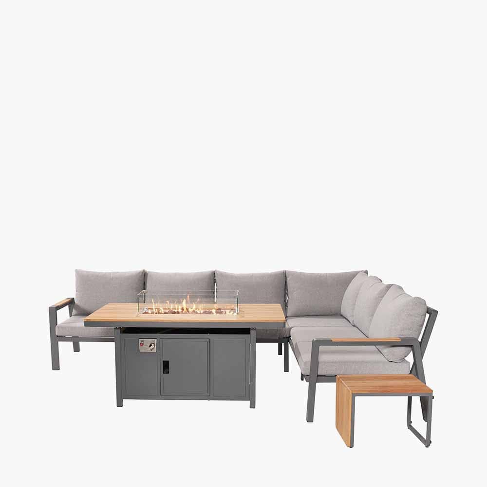 Stockholm Anthracite Corner Set with Fire Pit Table.