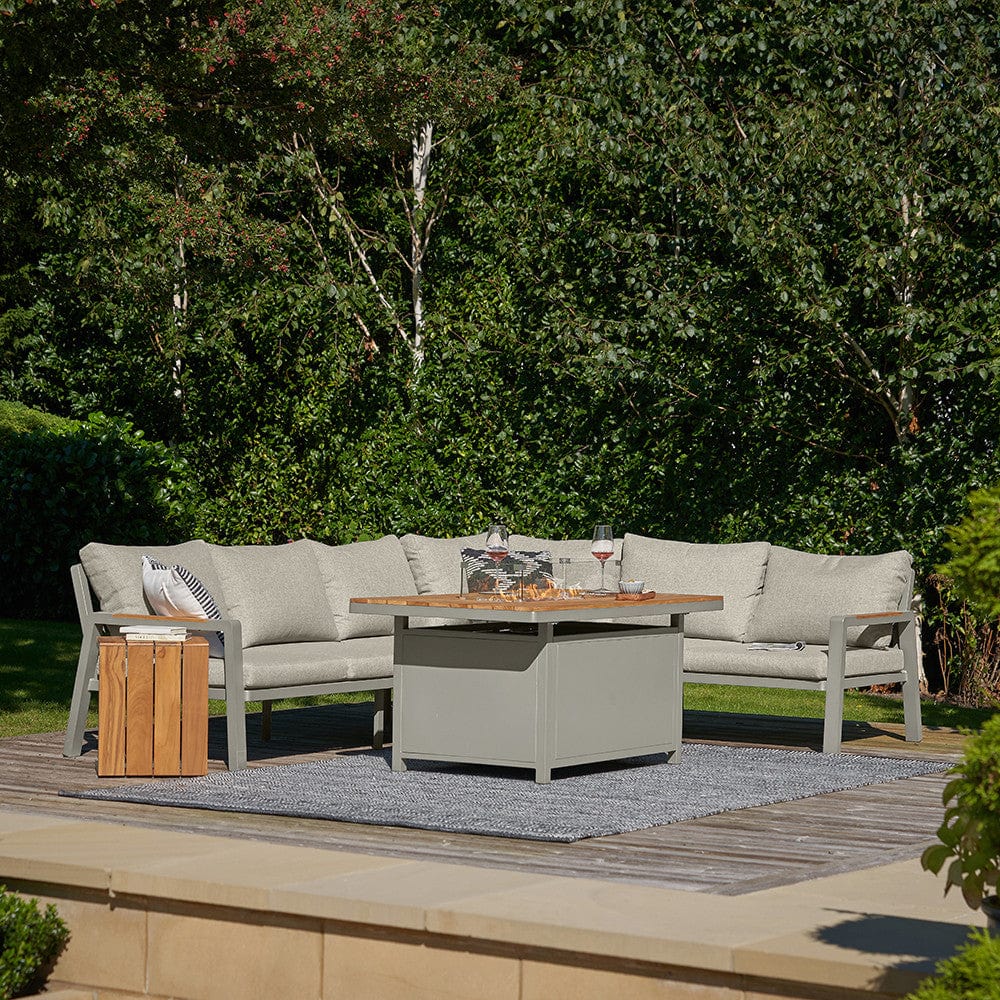 Pacific Lifestyle Outdoors Stockholm Limestone Corner Set including Fire Pit Table House of Isabella UK