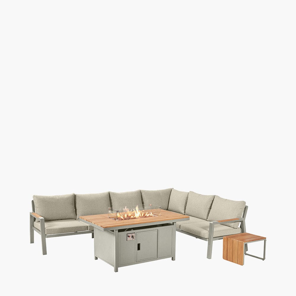 Stockholm Limestone Corner Set including Fire Pit Table.