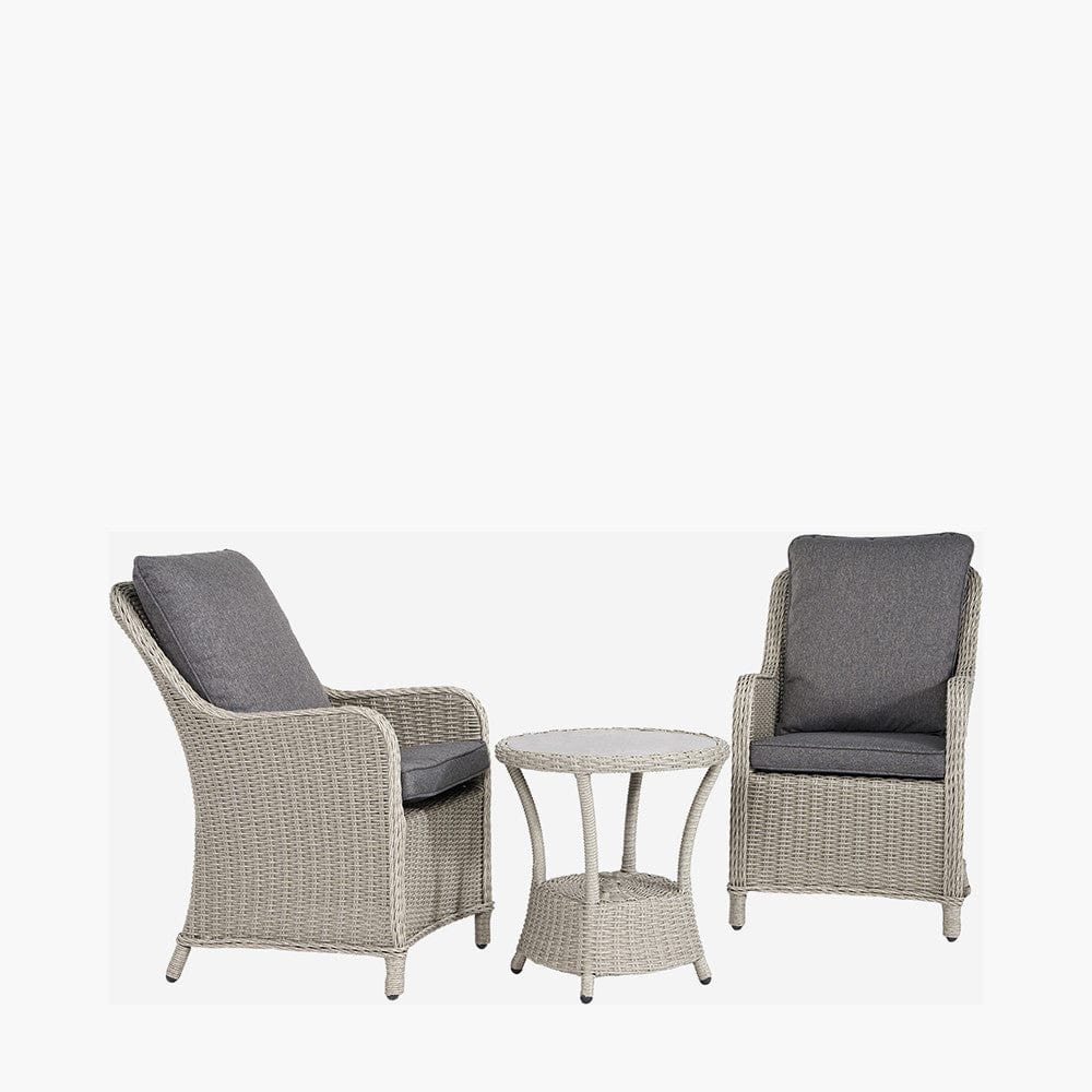 Stone Grey Antigua Bistro Set with Ceramic Top.