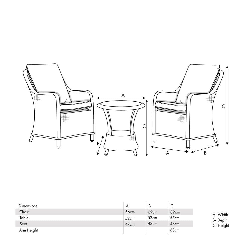 Pacific Lifestyle Outdoors Stone Grey Antigua Bistro Set with Ceramic Top House of Isabella UK