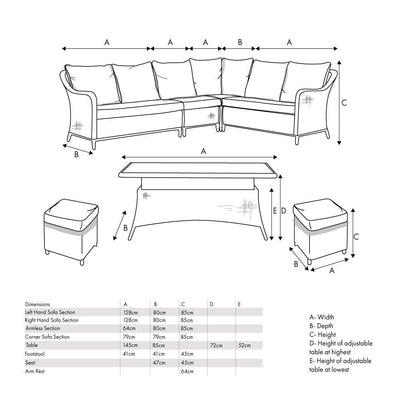 Pacific Lifestyle Outdoors Stone Grey Antigua Corner Set with Ceramic Top House of Isabella UK