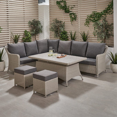 Pacific Lifestyle Outdoors Stone Grey Antigua Corner Set with Ceramic Top House of Isabella UK