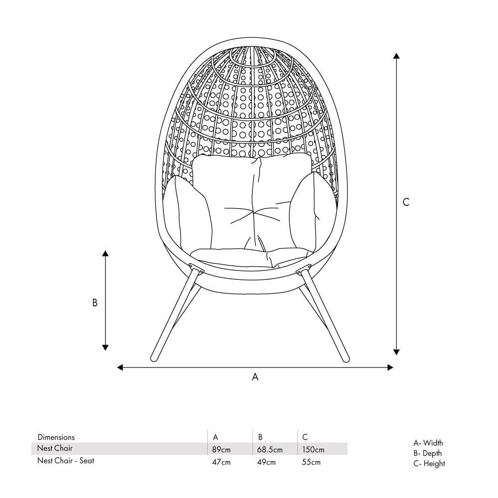 Pacific Lifestyle Outdoors Stone Grey St Kitts Single Nest Chair House of Isabella UK