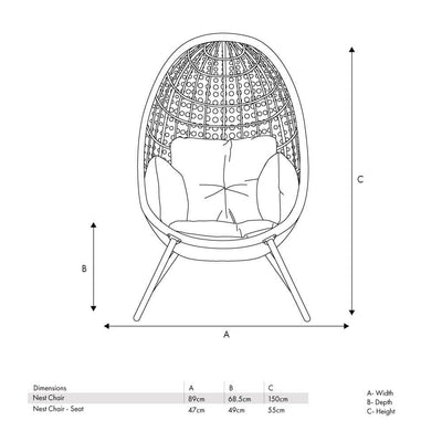 Pacific Lifestyle Outdoors Stone Grey St Kitts Single Nest Chair House of Isabella UK