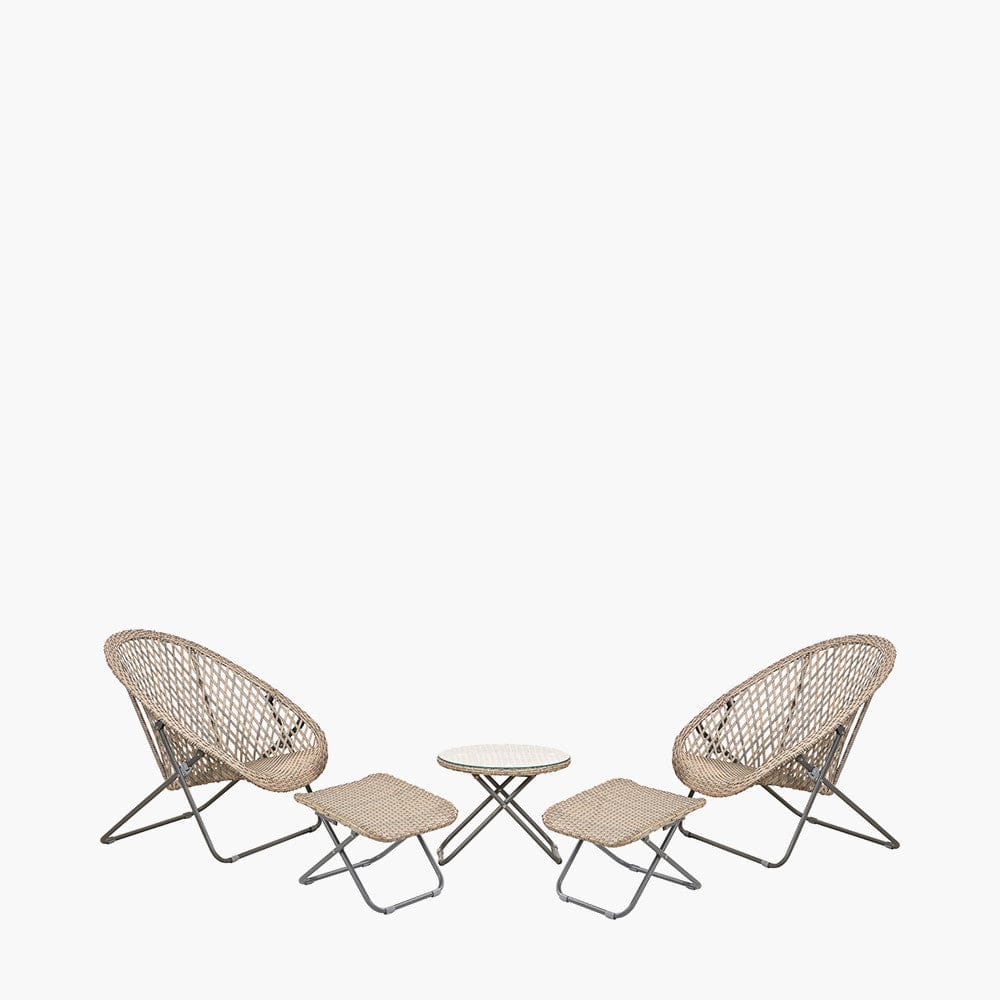 Tobs Outdoor Grey Foldable Loungers and Footstools Set.