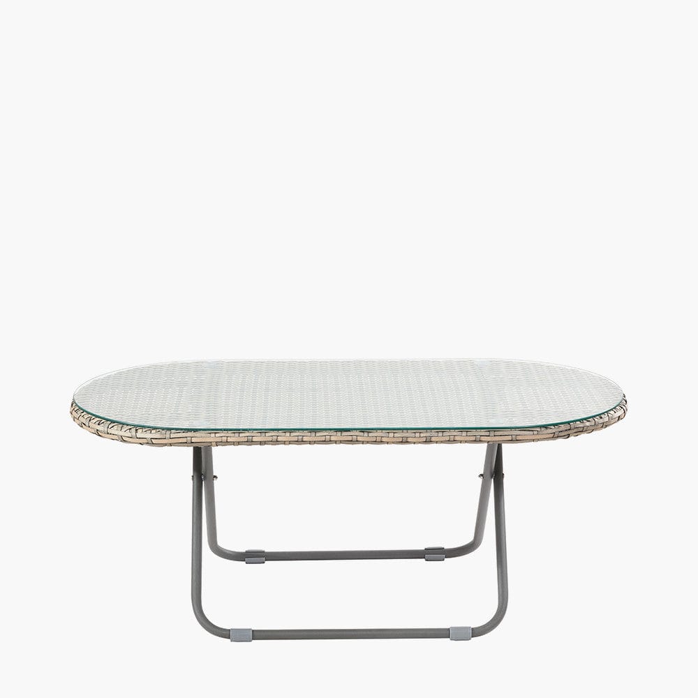 Tobs Outdoor Grey Foldable Loungers Set with Oval Table.