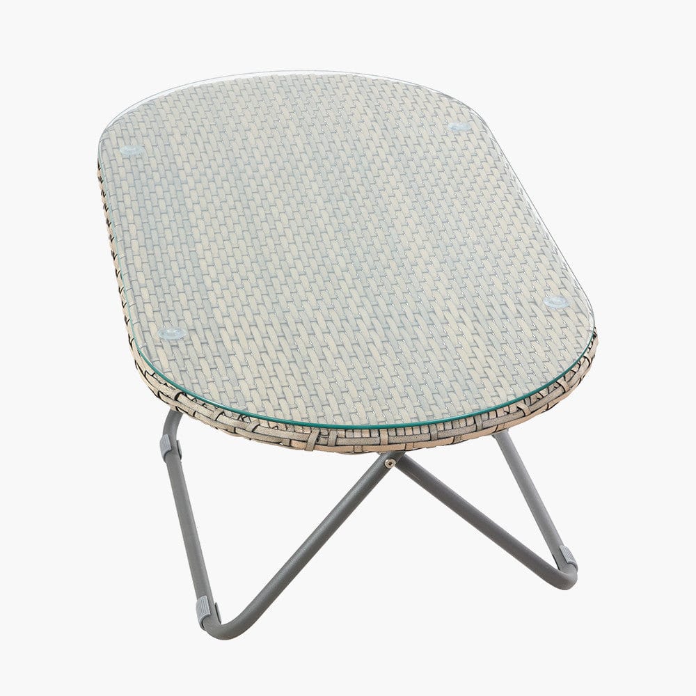 Tobs Outdoor Grey Foldable Loungers Set with Oval Table.