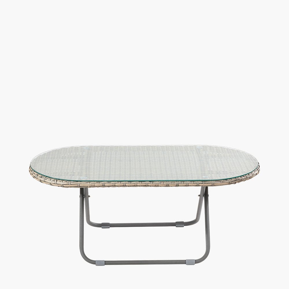 Tobs Outdoor Grey Foldable Loungers Set with Oval Table.