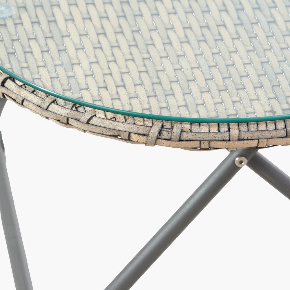 Tobs Outdoor Grey Foldable Loungers Set with Oval Table.