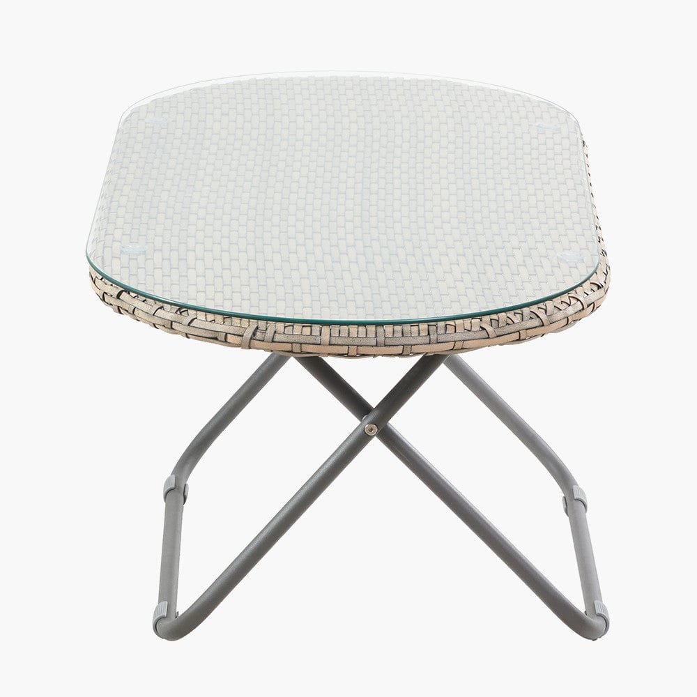 Tobs Outdoor Grey Foldable Loungers Set with Oval Table.