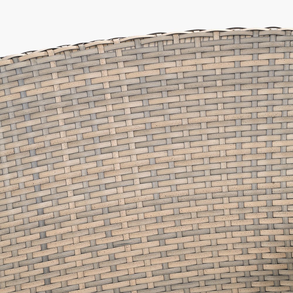 Tobs Outdoor Grey Synthetic Rattan Bench & Two Armchairs Bistro Set.