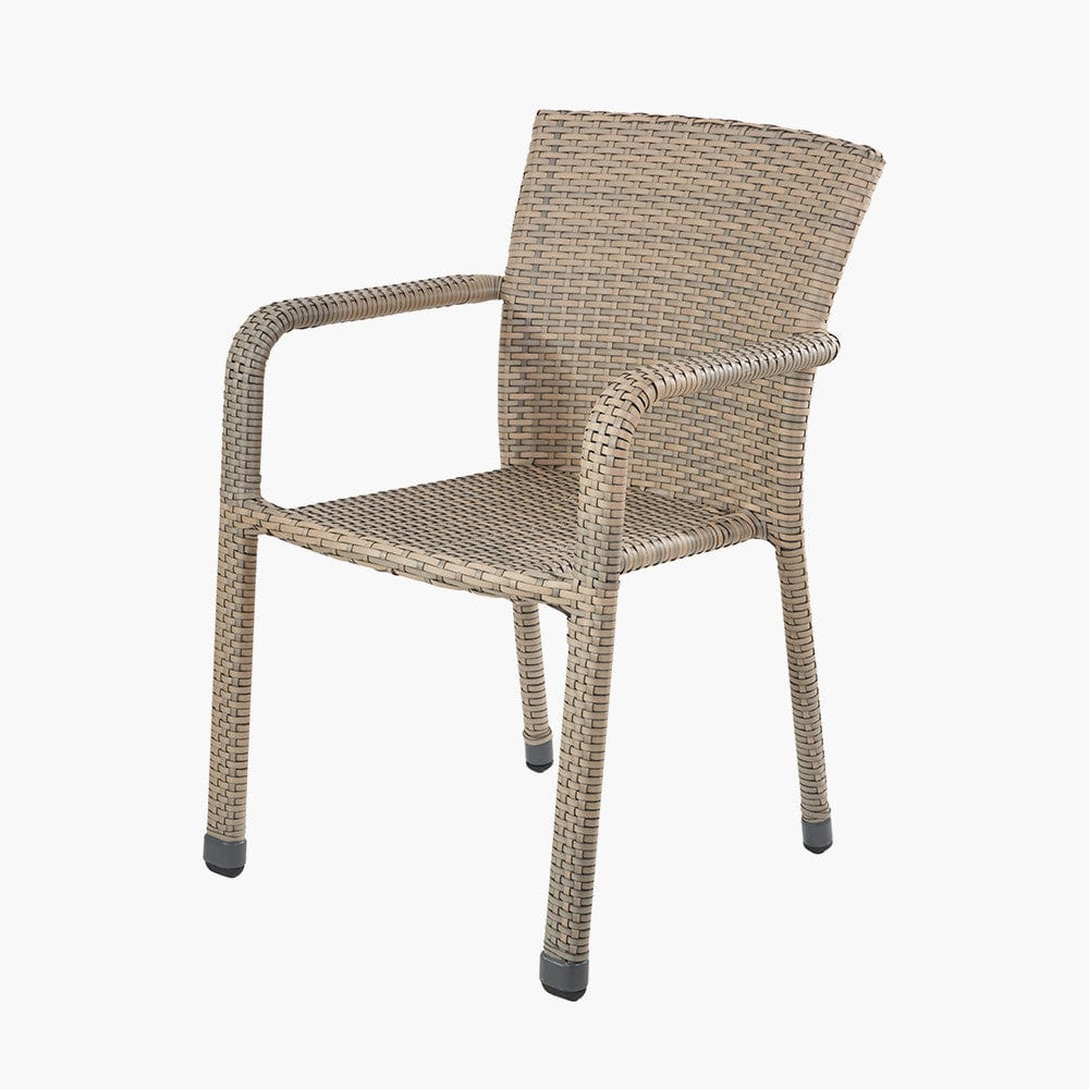 Tobs Outdoor Grey Synthetic Rattan Bench & Two Armchairs Bistro Set.