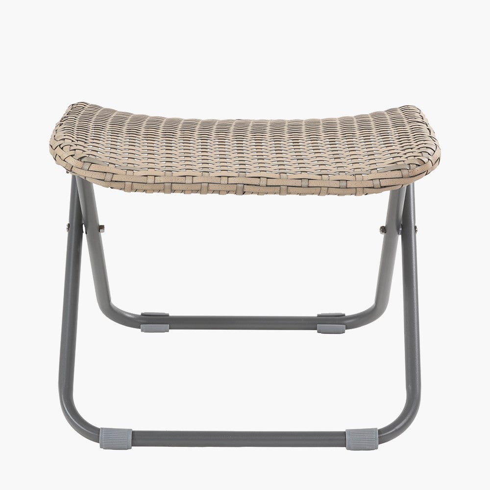Tobs Outdoor Grey Synthetic Rattan Folding Footstool.