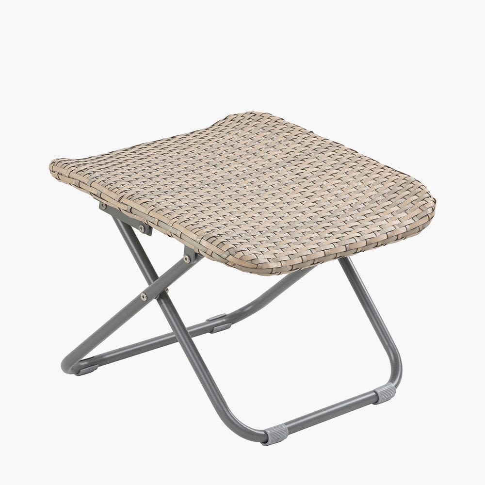 Tobs Outdoor Grey Synthetic Rattan Folding Footstool.