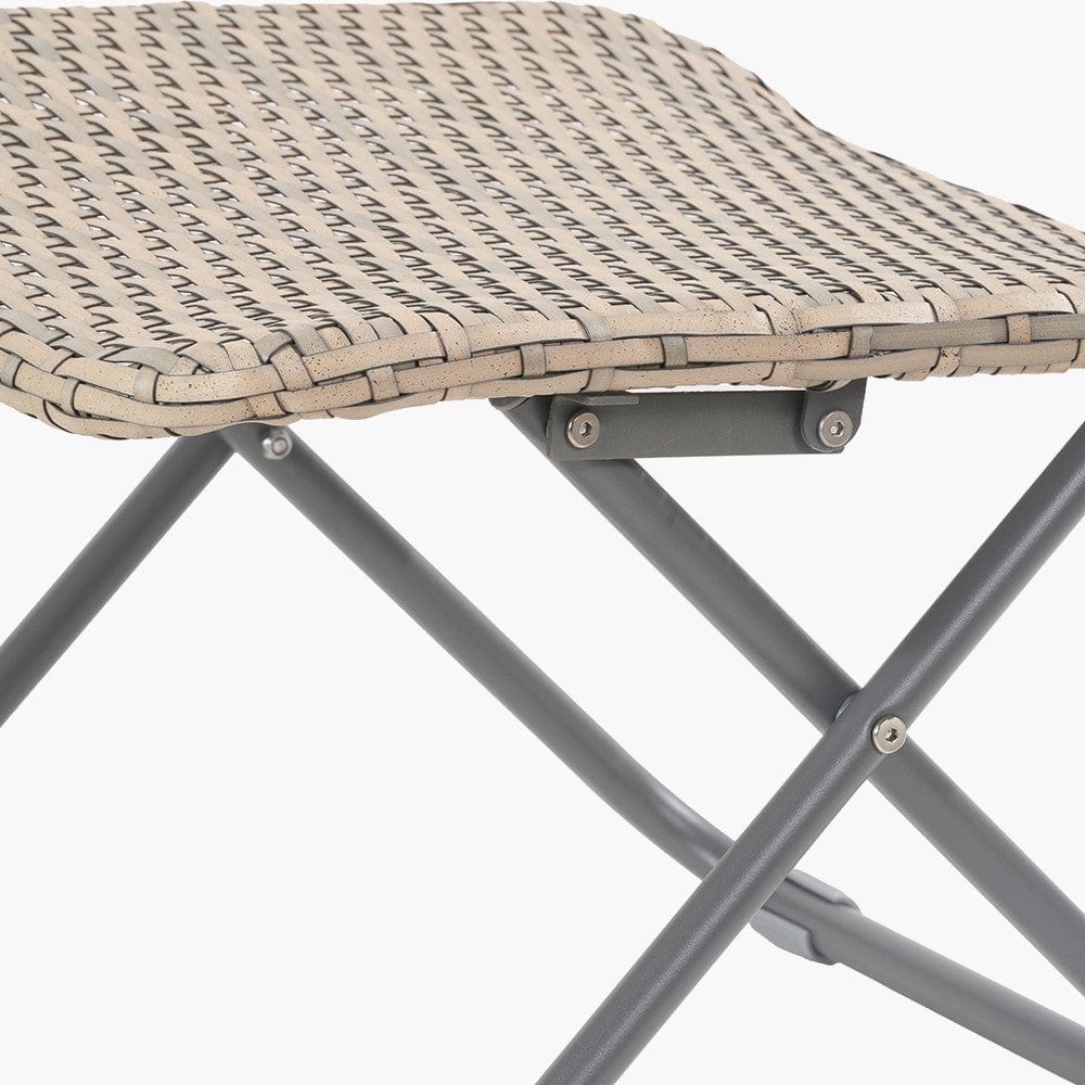 Tobs Outdoor Grey Synthetic Rattan Folding Footstool.