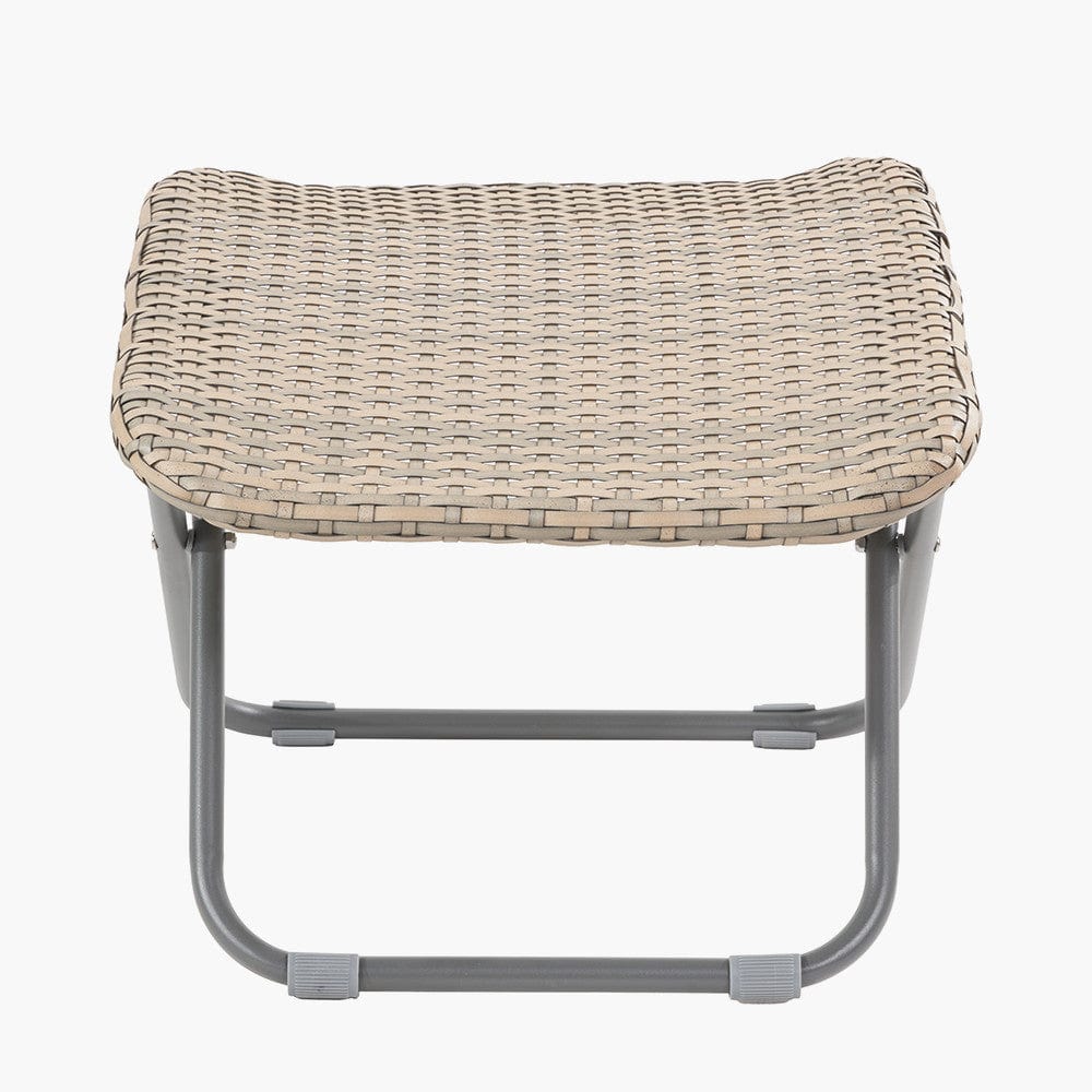 Tobs Outdoor Grey Synthetic Rattan Folding Footstool.