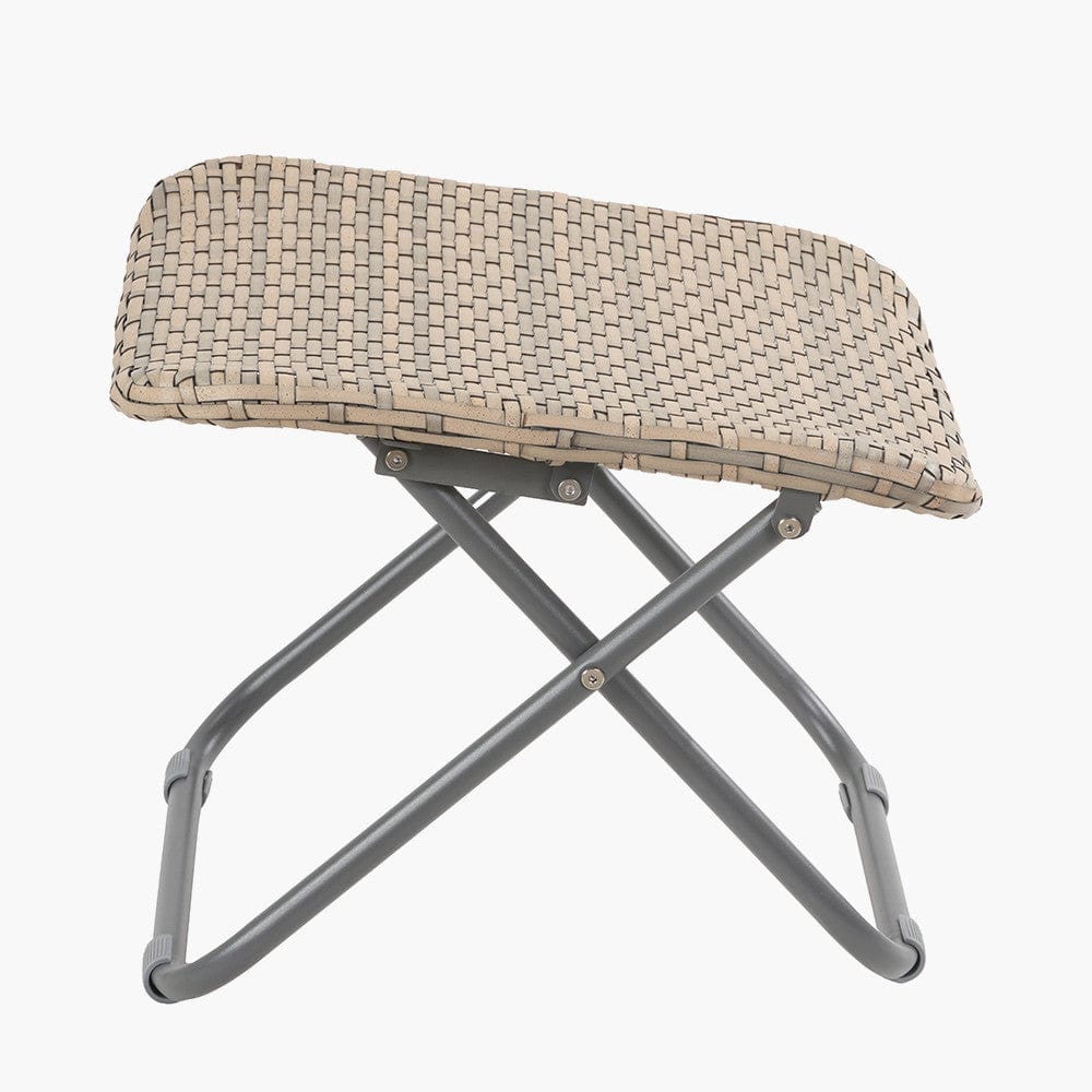 Tobs Outdoor Grey Synthetic Rattan Folding Footstool.