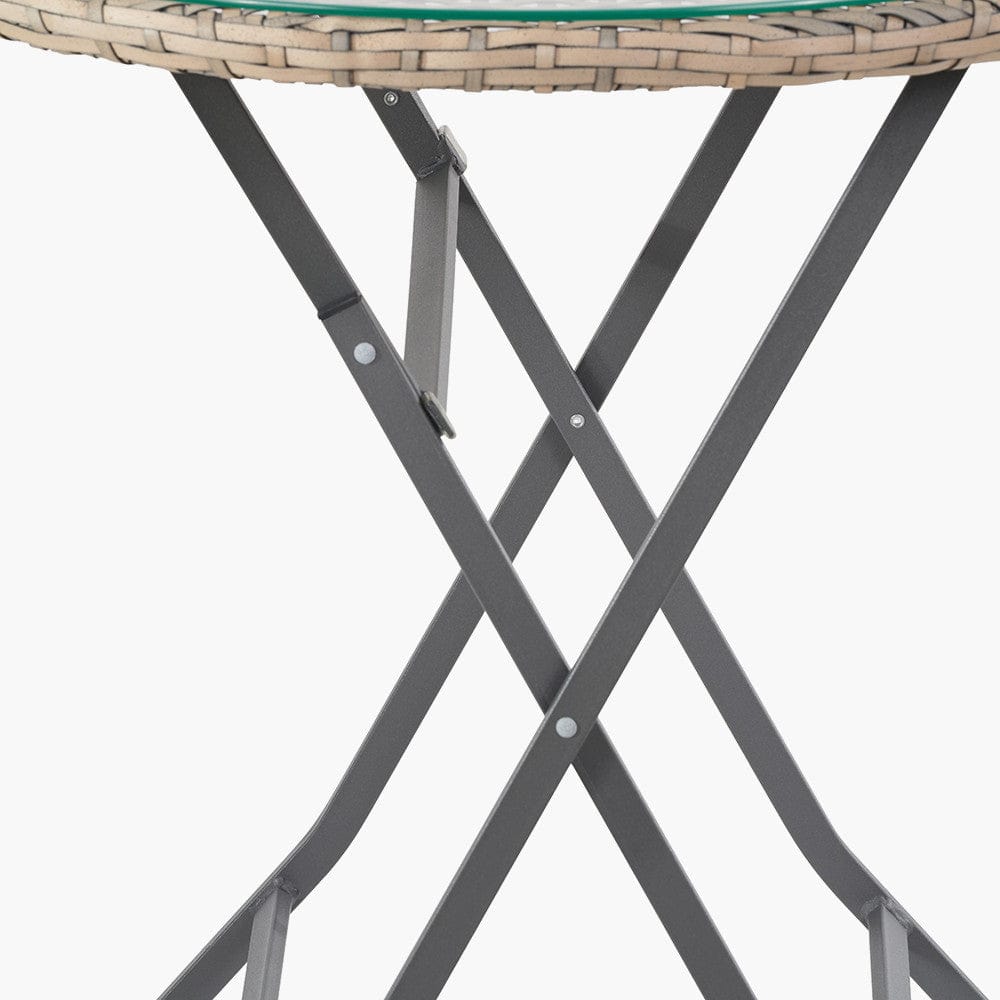 Tobs Outdoor Grey Synthetic Rattan Stackable Bistro Set.
