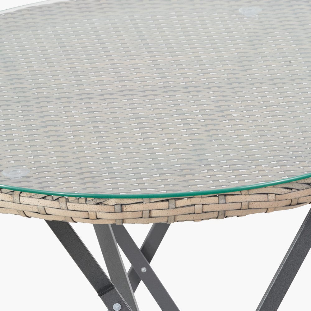 Tobs Outdoor Grey Synthetic Rattan Stackable Bistro Set.