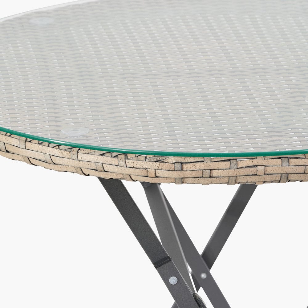 Tobs Outdoor Grey Synthetic Rattan Stackable Bistro Set.