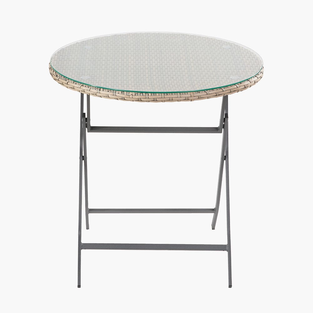 Tobs Outdoor Grey Synthetic Rattan Stackable Bistro Set.