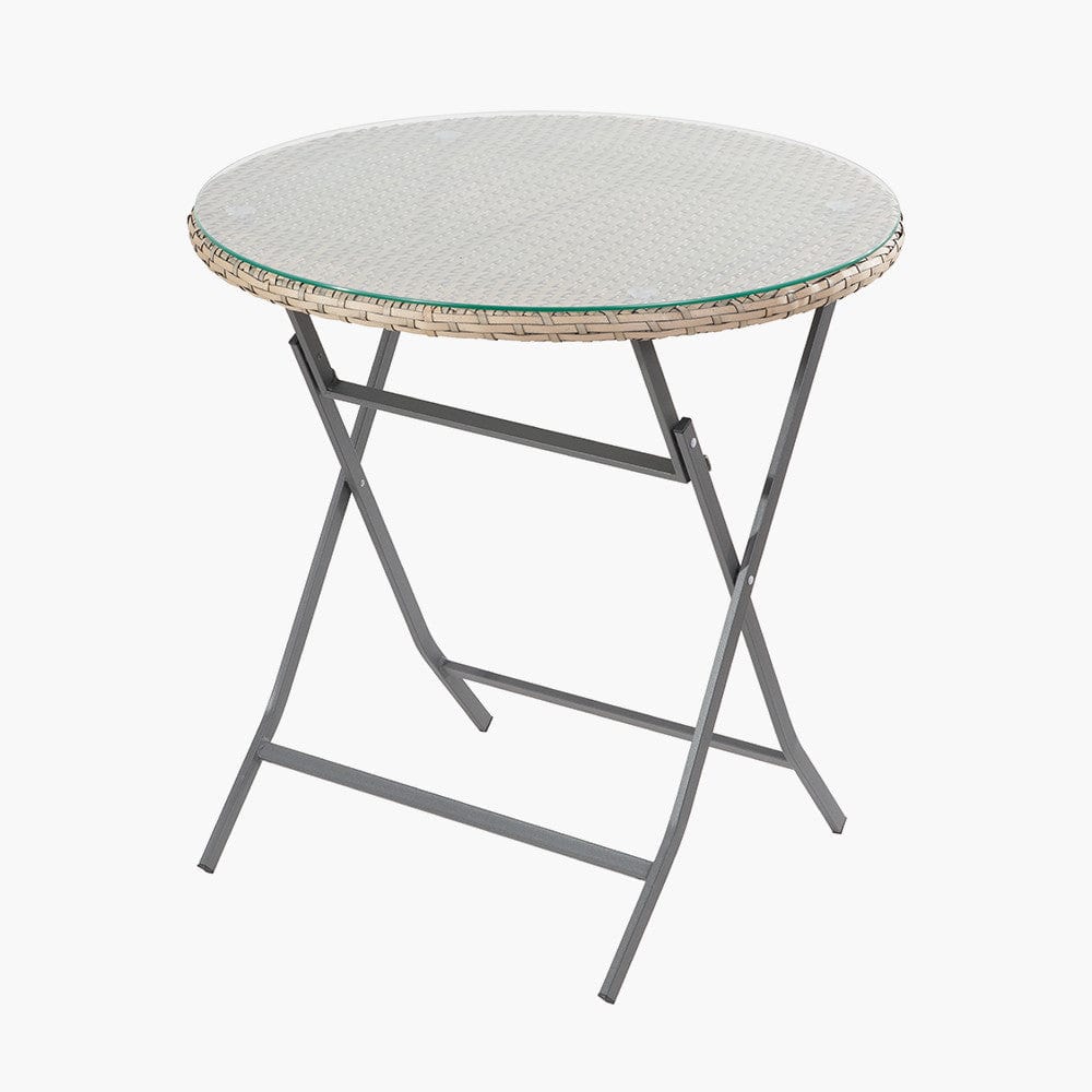 Tobs Outdoor Grey Synthetic Rattan Stackable Bistro Set.