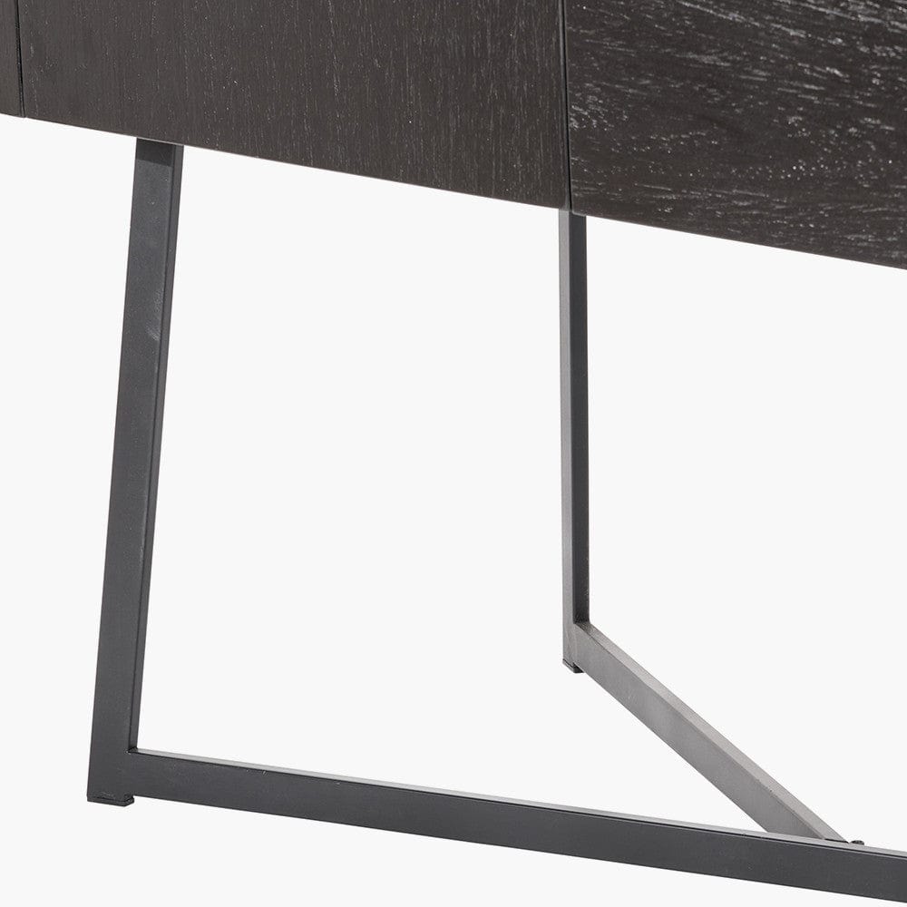 Ukiah Black Ash Veneer and Black Metal 2 Door 2 Drawer Sideboard.