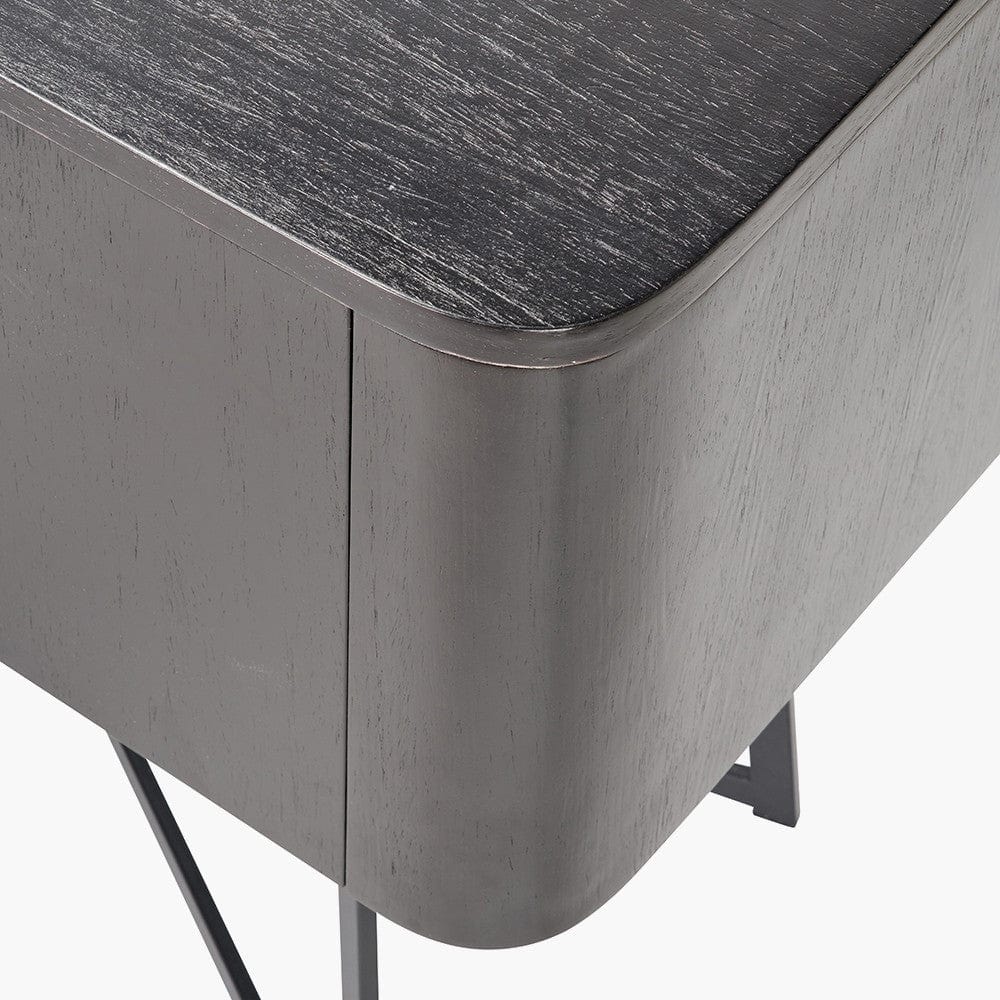 Ukiah Black Ash Veneer and Black Metal 2 Door 2 Drawer Sideboard.