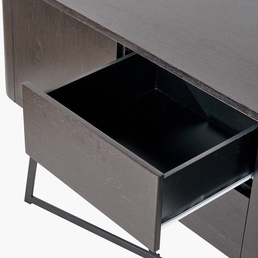 Ukiah Black Ash Veneer and Black Metal 2 Door 2 Drawer Sideboard.