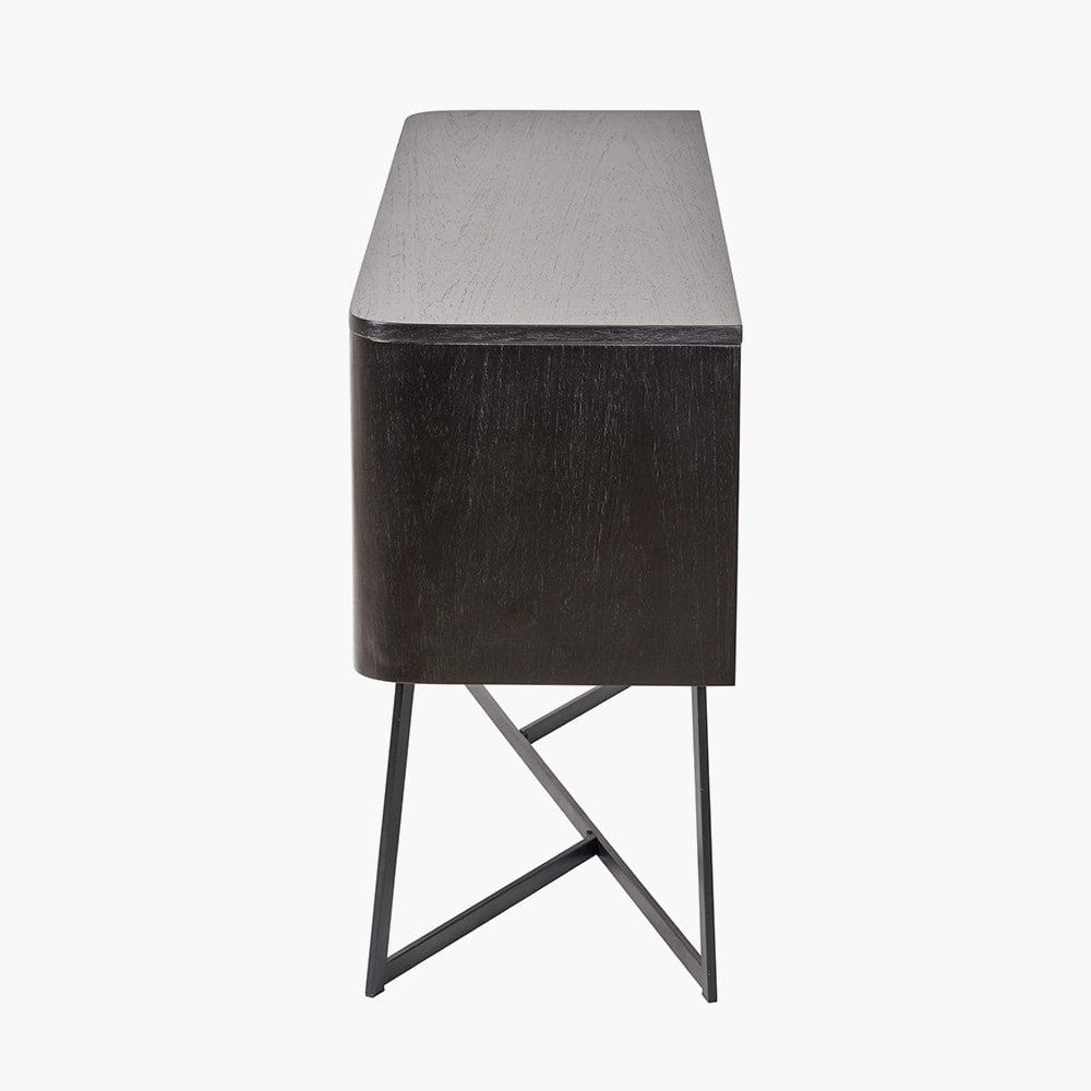 Ukiah Black Ash Veneer and Black Metal 2 Door 2 Drawer Sideboard.