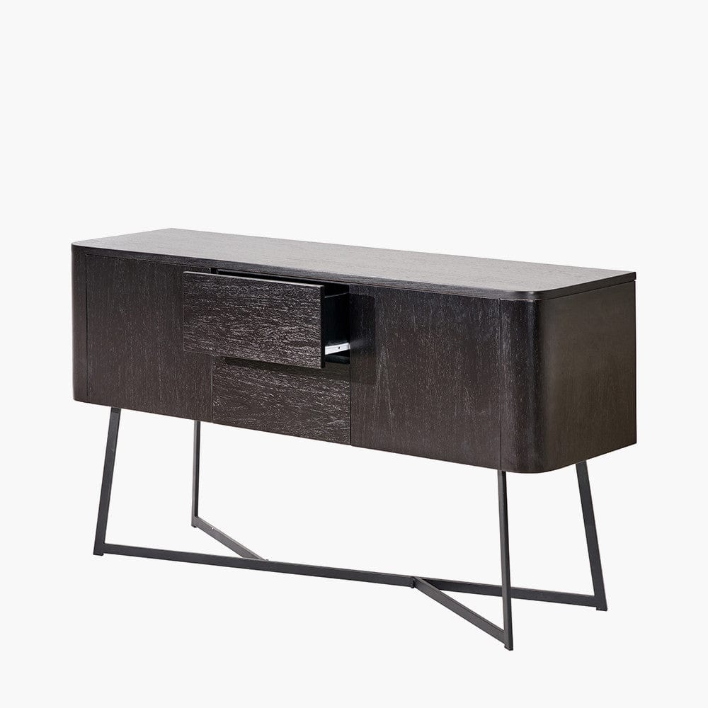 Ukiah Black Ash Veneer and Black Metal 2 Door 2 Drawer Sideboard.