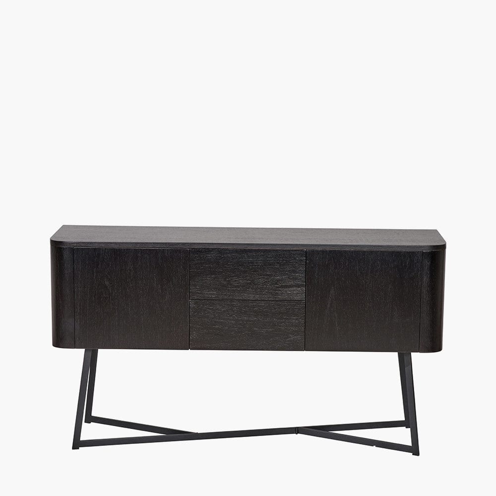 Ukiah Black Ash Veneer and Black Metal 2 Door 2 Drawer Sideboard.